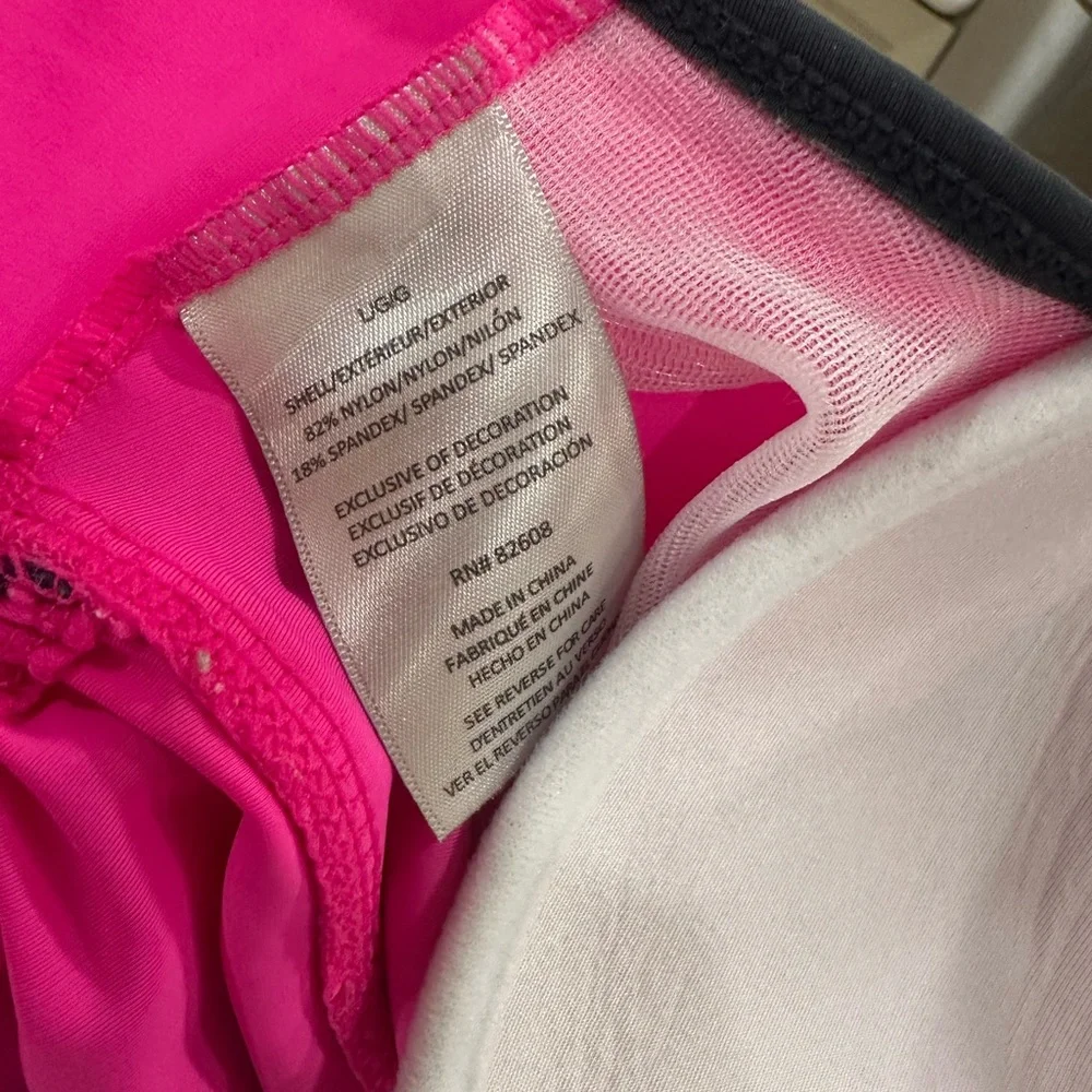 Free Country Hot Pink Swim Top with Black Trim
